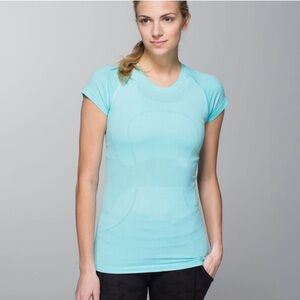 Lululemon Run: Swiftly Tech Tee, heathered angel blue
